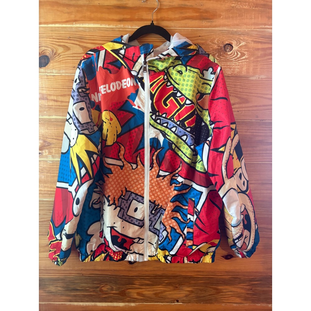 Members Only x Nickelodeon Rugrats Cartoon Print Windbreaker Jacket Sz L 90s Y2K